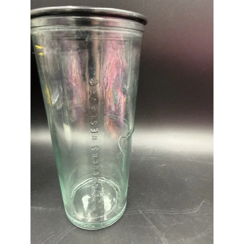 Starbucks Reserve Roastery Cold Cup Glass Tumbler And lid 16oz